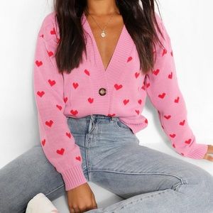 Boohoo NWT Heart Cardigan